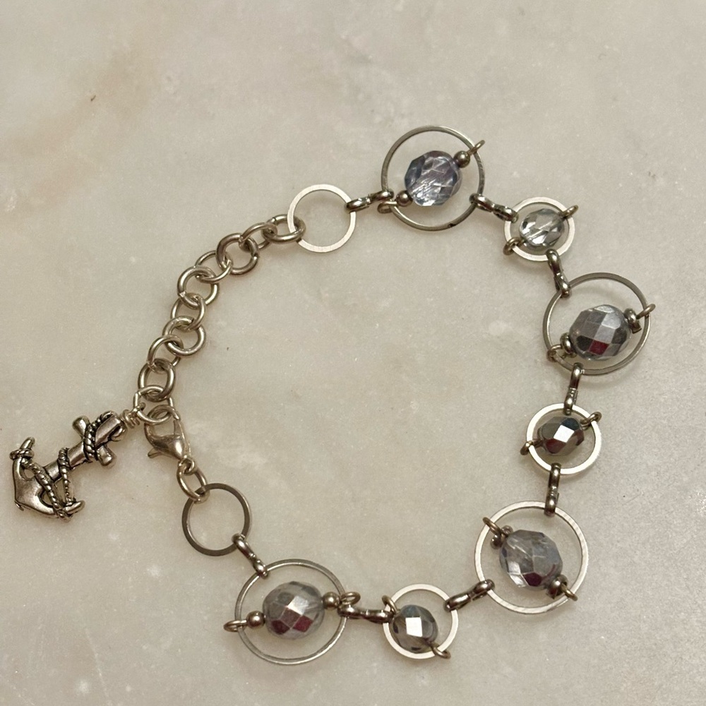 Elegant Anchor Silver Charm Bracelet